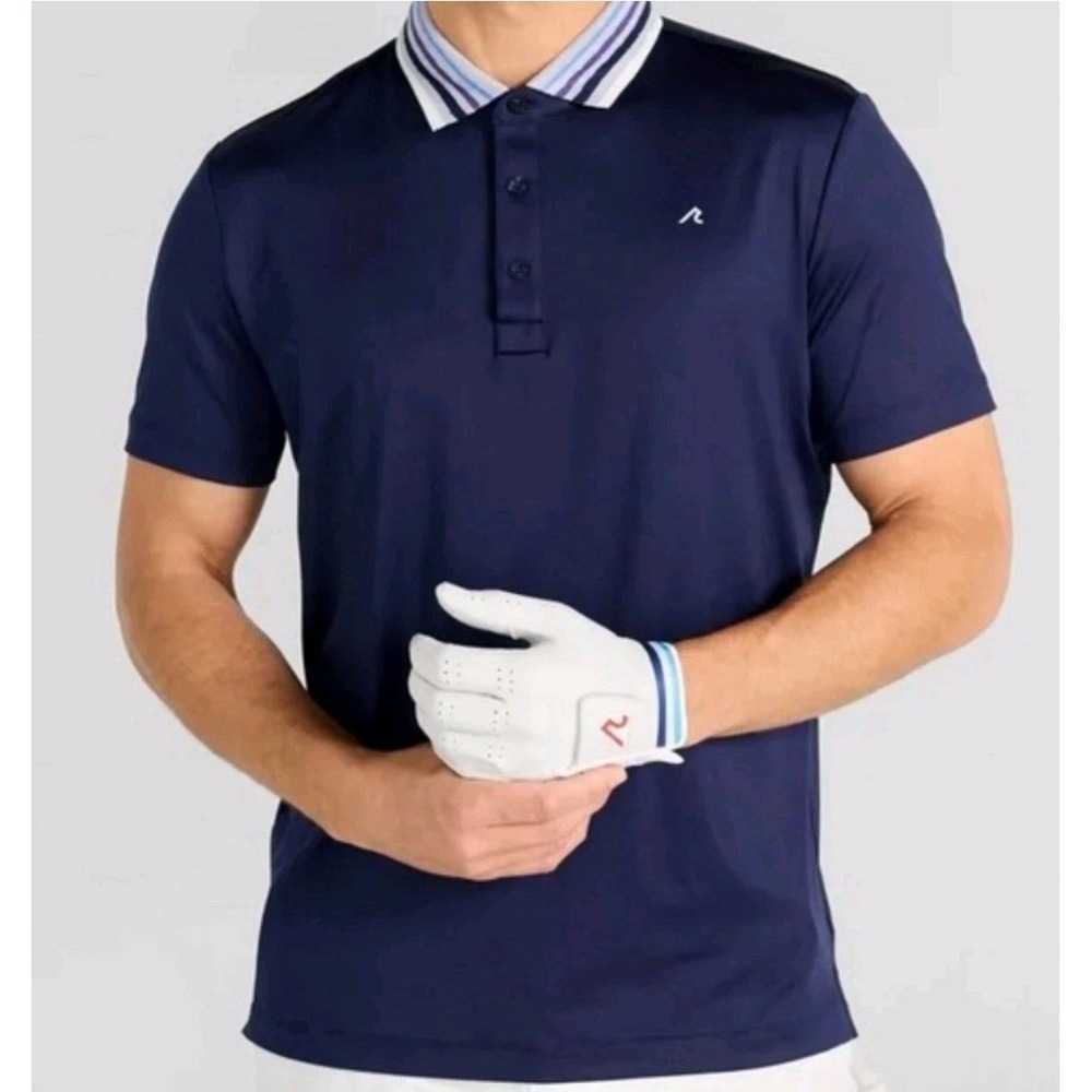 RedVanly Midnight Navy Blue Mael‎ Polo Performance Golf Tipped Collar NWT Sz M